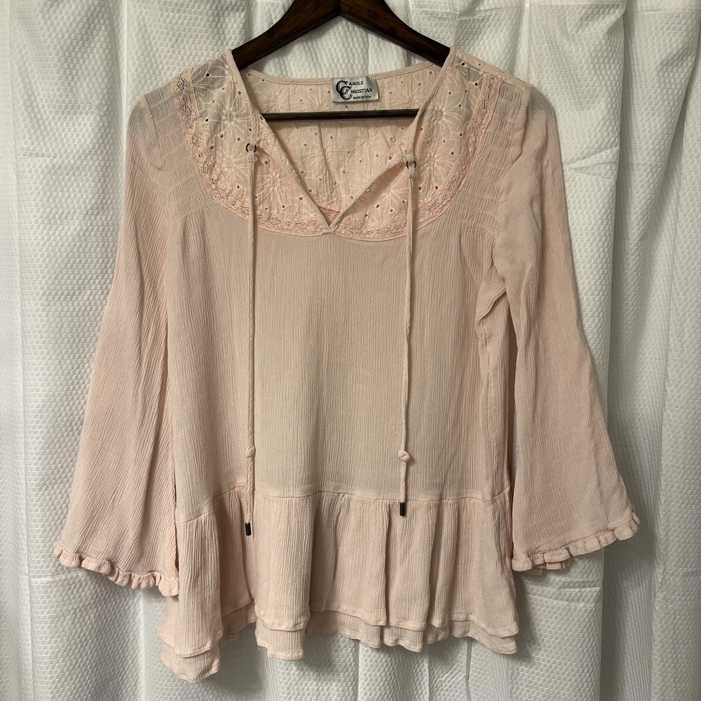 Carole Christian Vintage VTG Small Babydoll Lace Peasant Belle Fairy Love‎ EC
